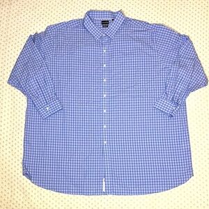 Rochester Blue & Navy Plaid Long sleeve Button down Dress Shirt, Men's 22 38/39